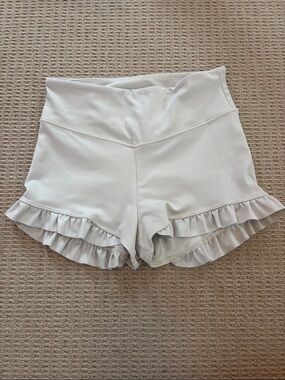 Tiger Friday High-Waist White Ruffle Hem Athletic Shorts Size xs